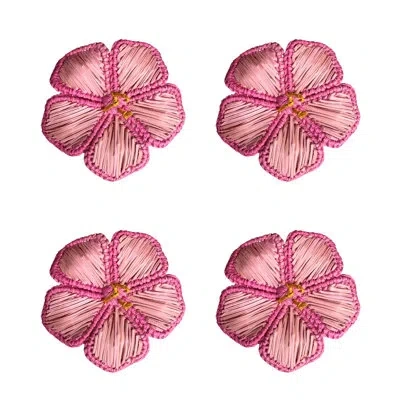 Coro Cora Hibiscus 3d Napkin Ring - Set Of 4 In Pink