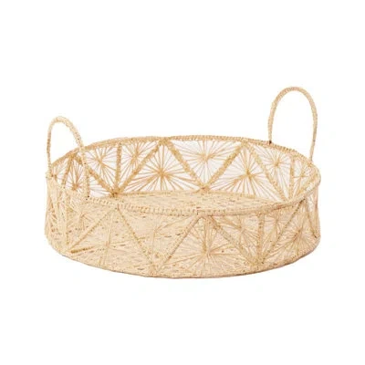 Coro Cora Large Round Tray With Handles - Natural In Natural Wood