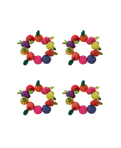 Coro Cora Multi Fruit Napkin Ring - Set Of 4
