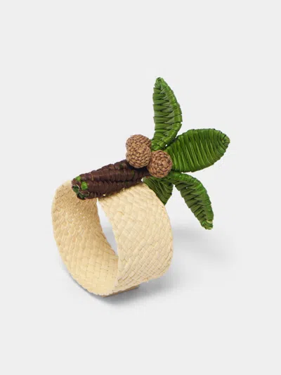 Coro Cora Palm Tree Handwoven Iraca Palm Napkin Rings (set Of 4) In Multi