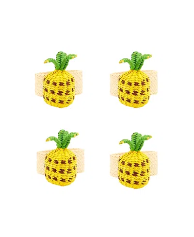 Coro Cora Pineapple Napkin Ring - Set Of 4 In Yellow