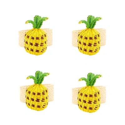 Coro Cora Pineapple Napkin Ring - Set Of 4 In Yellow