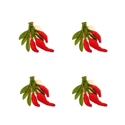 Coro Cora Red Chili Pepper Napkin Ring - Set Of 4
