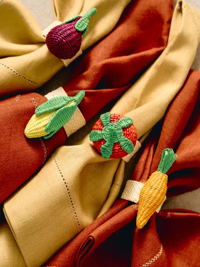 Coro Cora Thanksgiving Handwoven Iraca Palm Napkin Rings (set Of 4)  Abask Gift Set In Multi