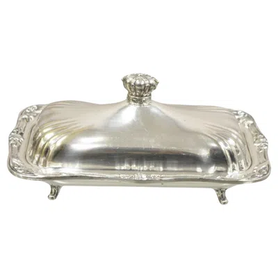 Pre-owned Coronet Vintage  Silver Victorian Silver Plated Covered Butter Dish Crown Handle