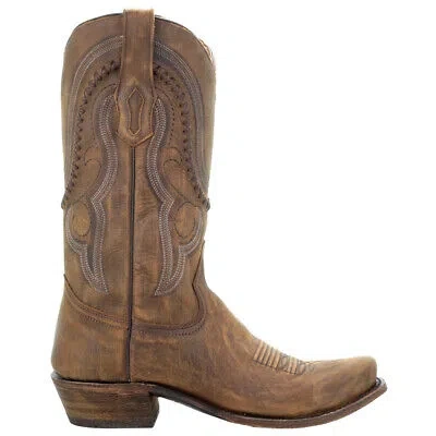 Pre-owned Corral Boots A3479 Embroidery Snip Toe Cowboy Mens Brown Casual Boots A3479