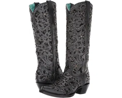 Corral Boots A3589 Women's Black Floral Embroidered Snip Toe Western Zogg1149