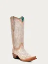 Corral Boots C4143 Western Women 7 White Embroidery Cowhide Snip Toe Boot Fzp116 (7,white)