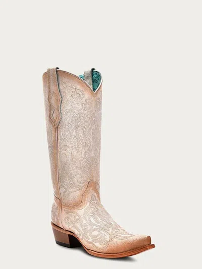 Corral Boots C4143 Western Women 7 White Embroidery Cowhide Snip Toe Boot Fzp116 (7,white)