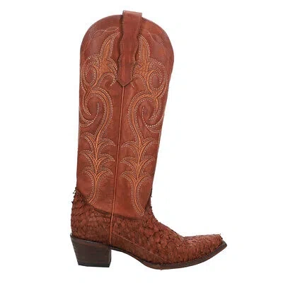 Pre-owned Corral Boots Circle By Corral Fish Embroidered Snip Toe Cowboy Womens Brown Casual Boots L