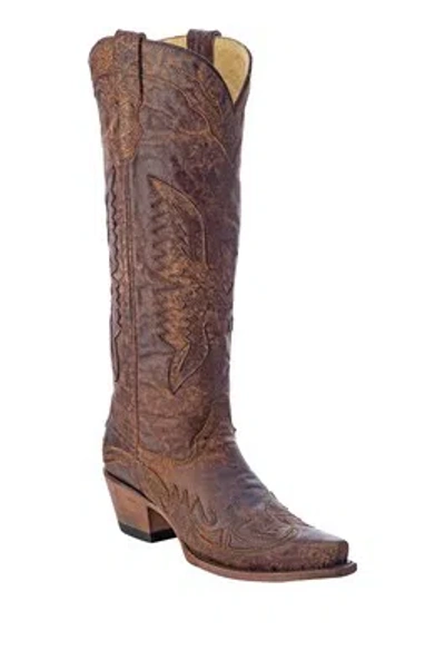 Pre-owned Corral Boots Corral Ladies Brown Cowhide Leather Cowgirl Boots