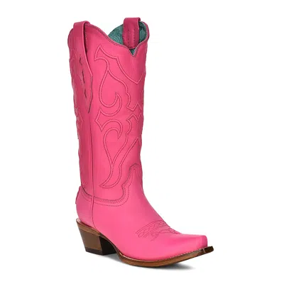Pre-owned Corral Boots Corral Ladies Embroidered Fuchsia Pink Snip Toe Boots Z5138