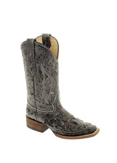 Pre-owned Corral Boots Corral Ladies Inlay Black Python/cowhide Cowgirl Boots