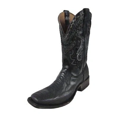 Pre-owned Corral Boots Corral Men's Black Ostrich Leg Embroidery Boots