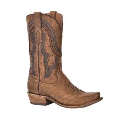 Pre-owned Corral Boots Corral® Men's Gold Cowhide Square Toe Boots A3479