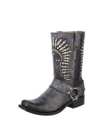 Pre-owned Corral Boots Corral Men's Shaded Skull Harness Cowboy Boot Square Toe - A3097
