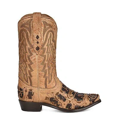 Pre-owned Corral Boots Corral Womens Inlay Snip Toe Chocolate Alligator Leather 12.5in Cowboy Boots In Not Available