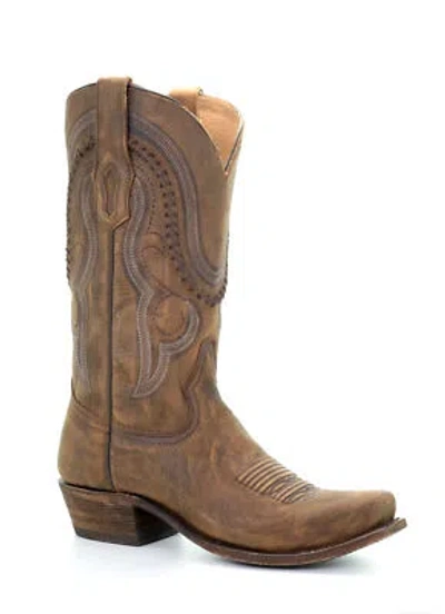 Pre-owned Corral Boots Corral Mens Gold Cowhide Leather Cowboy Boots