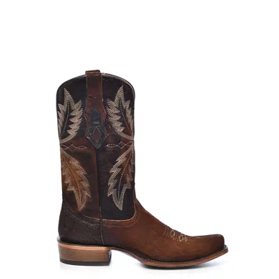 Pre-owned Corral Boots Corral Mens Narrow Square Toe Chocolate Cowhide/lamb Leather 13in Cowboy Boots In Brown