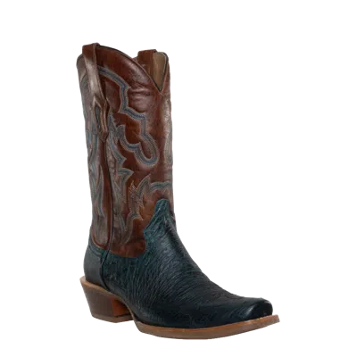 Pre-owned Corral Boots Corral Mens Navy Blue Cognac Ostrich Embroidery Boot A4401
