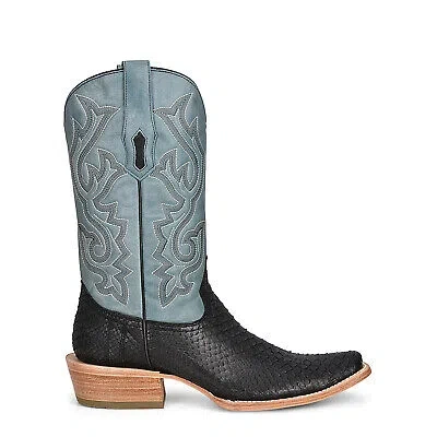 Pre-owned Corral Boots Corral Mens Python Cowboy Boots Snake Black/blue