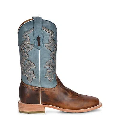 Pre-owned Corral Boots Corral Mens Western Cowboy Boots Leather Blue/tan In Brown