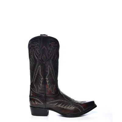 Pre-owned Corral Boots Corral Mens Woven Detail Snip Toe Brown Cowhide Leather 12.5in Cowboy Boots