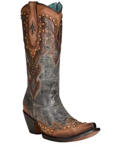 Pre-owned Corral Boots Corral Women's Almond Laser Western Boot - Snip Toe - C3787 In Brown