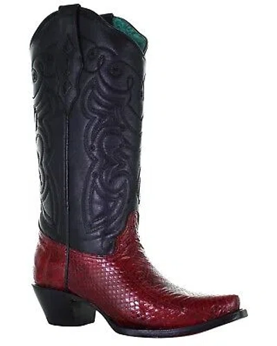 Pre-owned Corral Boots Corral Women's Boot Barn Exotic Snake Skin Western Boot - Snip Toe - A4138 6.5 M In Black