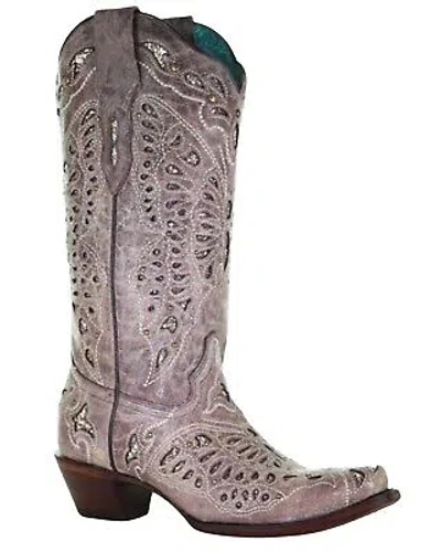 Pre-owned Corral Boots Corral Women's Butterfly Glitter Western Boot - Snip Toe - A4088 In Brown