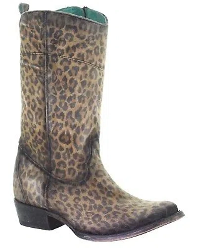 Pre-owned Corral Boots Corral Women's Cheetah Print Western Boot - Round Toe - C3689 In Beige