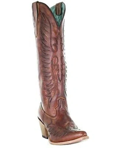 Pre-owned Corral Boots Corral Women's Cognac Embroidery Western Boot - Medium Toe - E1570 In Brown
