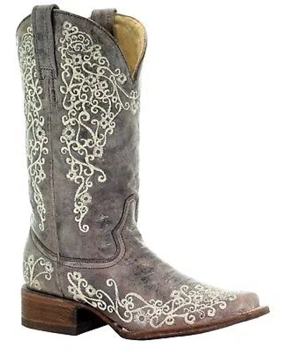 Pre-owned Corral Boots Corral Women's Crater Embroidered Western Boot - Square Toe - A2663 In Brown