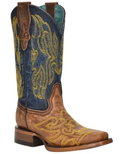 Pre-owned Corral Boots Corral Women's Denim Western Boot - Square Toe - Z5110 In Brown