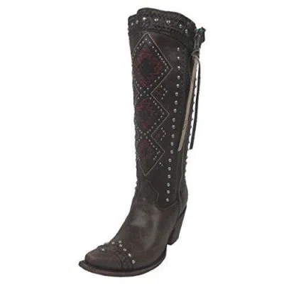 Pre-owned Corral Boots Corral Women's Distressed Aztec Studded Round Toe Cowgirl Boots C2881