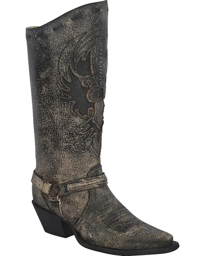 Pre-owned Corral Boots Corral Women's Eagle Harness Boot Snip Toe R1351 In Black