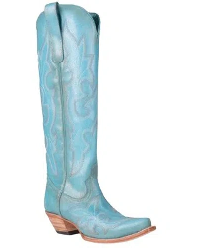 Pre-owned Corral Boots Corral Women's Embroidered Tall Western Boot - Snip Toe - A4435 In Blue