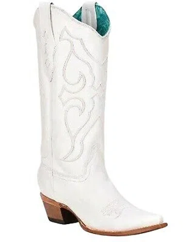 Pre-owned Corral Boots Corral Women's Embroidered Tall Western Boot - Snip Toe - Z5046 In White