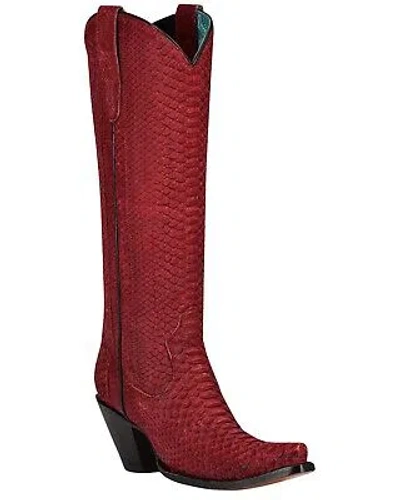 Pre-owned Corral Boots Corral Women's Exotic Python Skin Western Boot - Snip Toe - A4194 In Red