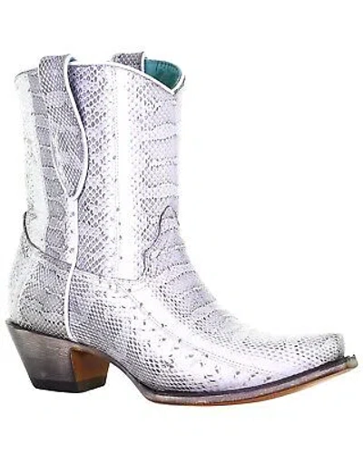 Pre-owned Corral Boots Corral Women's Exotic Snake Skin Western Booties - Snip Toe - A4137 In Beige