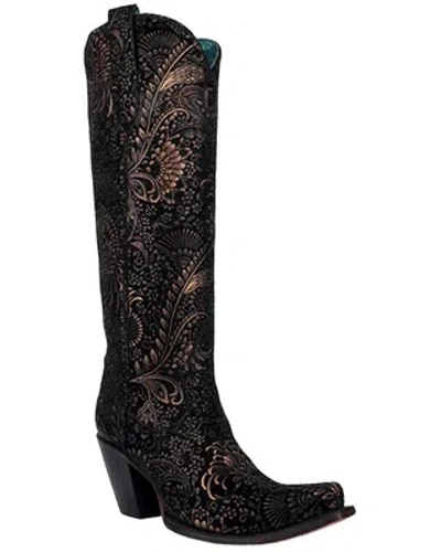 Pre-owned Corral Boots Corral Women's Floral Tall Western Boot - Snip Toe - A4481 In Gold