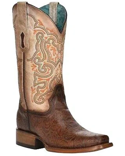 Pre-owned Corral Boots Corral Women's Floral Western Boot - Square Toe - Z5126 In Brown