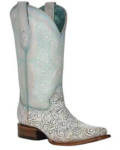 Pre-owned Corral Boots Corral Women's Floral Western Boot - Square Toe - Z5139 In White