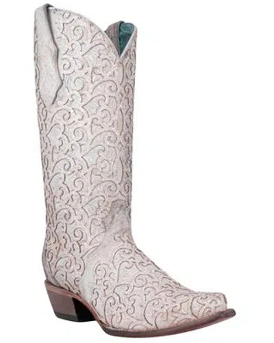 Pre-owned Corral Boots Corral Women's Glitter Overlay Western Boot - Snip Toe - C4050 In White