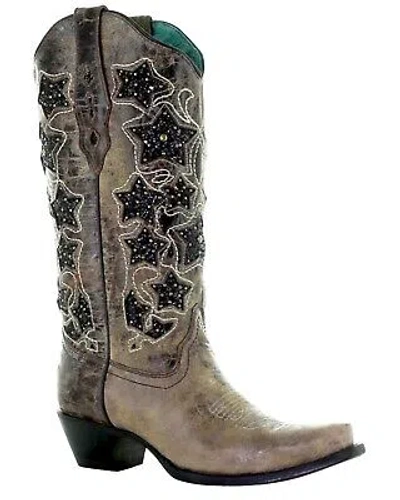 Pre-owned Corral Boots Corral Women's Glitter Star Western Boot - Snip Toe - Z5087 In Brown
