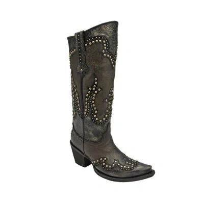 Pre-owned Corral Boots Corral Women's Gold Print Overlay Snip Toe Cowgirl Boots C2884