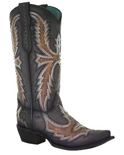 Pre-owned Corral Boots Corral Women's Hand Painted Western Boot - Snip Toe - C3651 In Gray