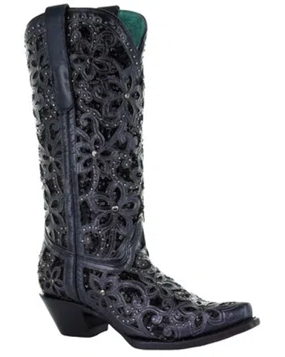 Pre-owned Corral Boots Corral Women's Inlay Embroidery Western Boot - Snip Toe - A3752 In Black