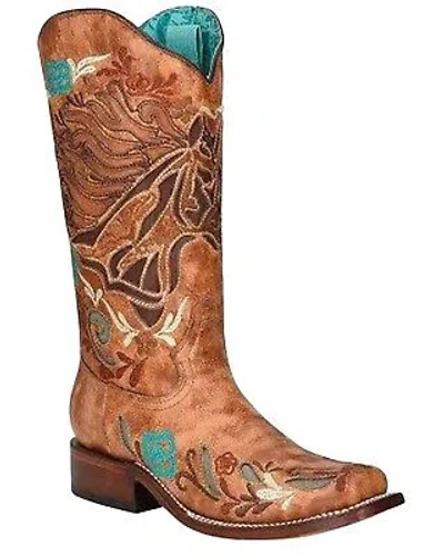 Pre-owned Corral Boots Corral Women's Iridescent Collection Western Boot - Square Toe - A4266 In Beige