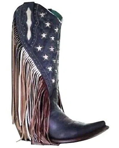Pre-owned Corral Boots Corral Women's Lamb Stars Inlay And Studs Western Boot - Snip Toe - C3749 In Blue